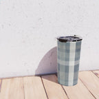 Retro Modern Plaid Pattern 2 in Neutral Blue Gray Travel Mug Gallery Image 4