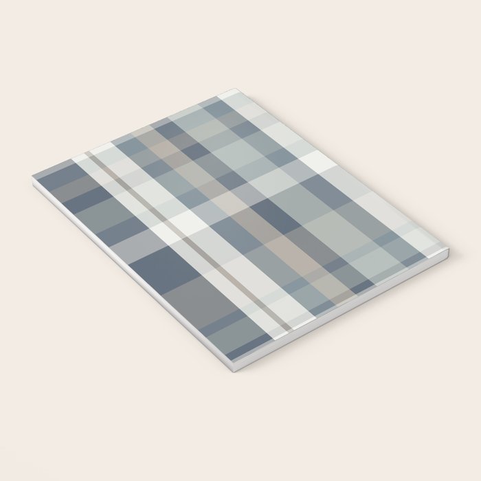 Retro Modern Plaid Pattern 2 in Neutral Blue Gray Notebook Gallery Image 3