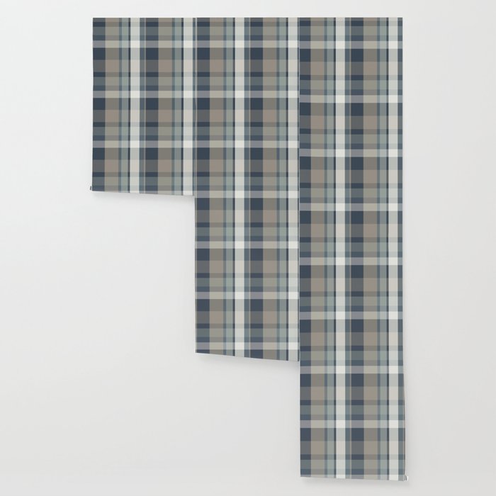 Retro Modern Plaid Pattern 2 in Neutral Blue Gray Wallpaper Gallery Image 3