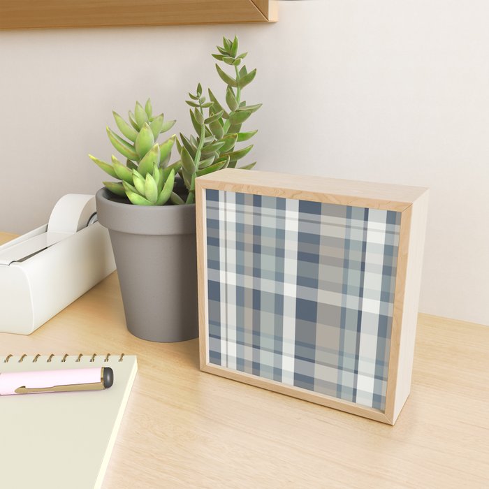 Retro Modern Plaid Pattern 2 in Neutral Blue Gray Mini Art Print Gallery Image 2
