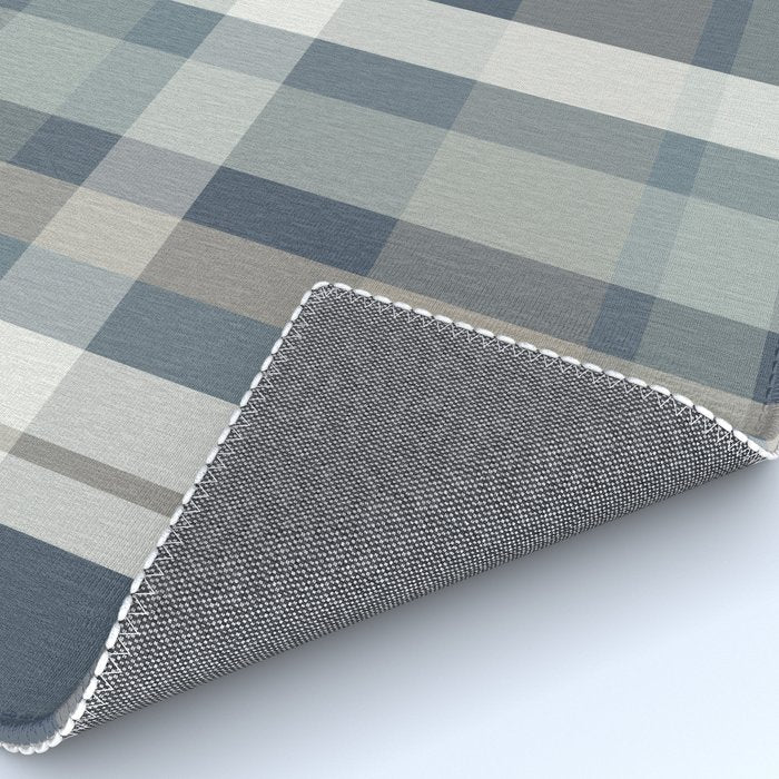 Retro Modern Plaid Pattern 2 in Neutral Blue Gray Rug Gallery Image 4