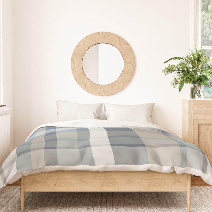 Retro Modern Plaid Pattern 2 in Neutral Blue Gray Duvet Cover Gallery Image 3