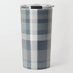 Retro Modern Plaid Pattern 2 in Neutral Blue Gray Travel Mug Gallery Image 1
