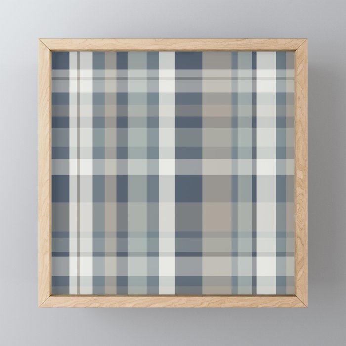 Retro Modern Plaid Pattern 2 in Neutral Blue Gray Mini Art Print Gallery Image 1