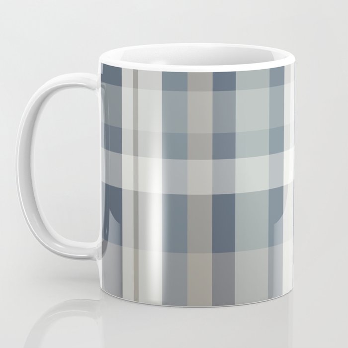Retro Modern Plaid Pattern 2 in Neutral Blue Gray Coffee Mug Gallery Image 3