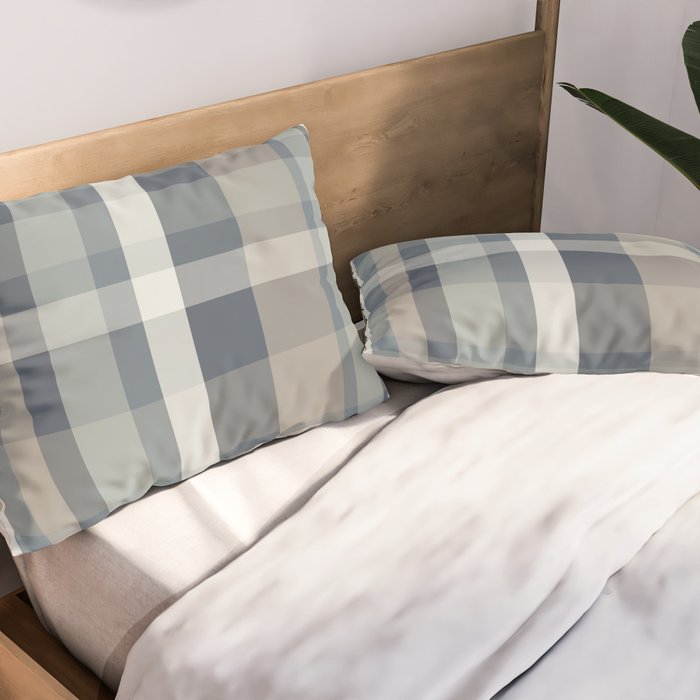 Retro Modern Plaid Pattern 2 in Neutral Blue Gray Pillow Sham Gallery Image 2