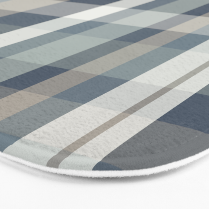 Retro Modern Plaid Pattern 2 in Neutral Blue Gray Bath Mat Gallery Image 3