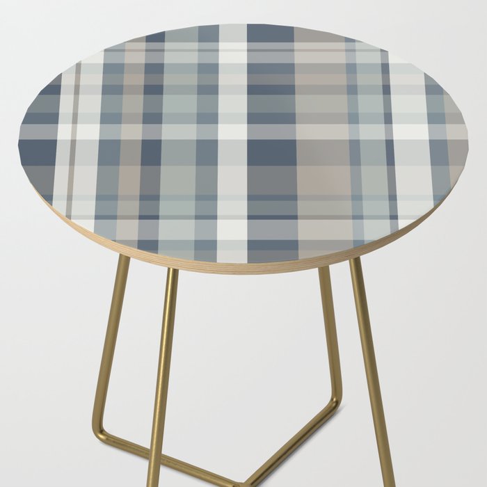 Retro Modern Plaid Pattern 2 in Neutral Blue Gray Side Table Gallery Image 2