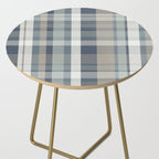 Retro Modern Plaid Pattern 2 in Neutral Blue Gray Side Table Gallery Image 2