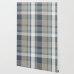 Retro Modern Plaid Pattern 2 in Neutral Blue Gray Wallpaper Gallery Image 2