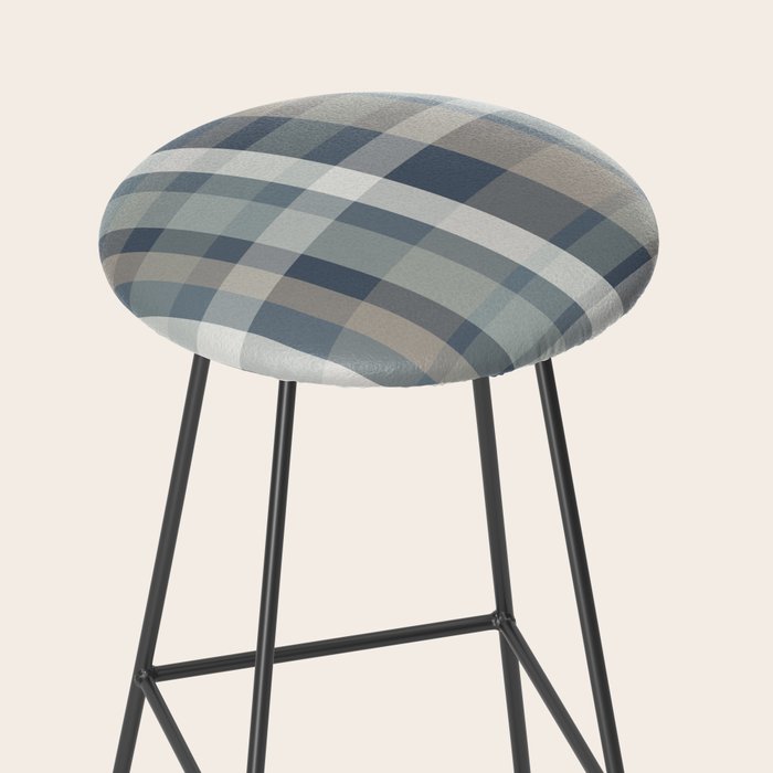 Retro Modern Plaid Pattern 2 in Neutral Blue Gray Stool Gallery Image 2