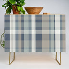Retro Modern Plaid Pattern 2 in Neutral Blue Gray Credenza Gallery Image 1