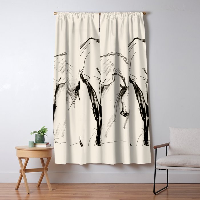 Two Horses - Minimal Line Drawing Window Curtain Gallery Image 5