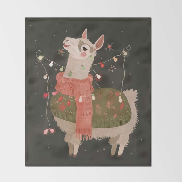 Holiday Llama Joy Throw Blanket Gallery Image 2