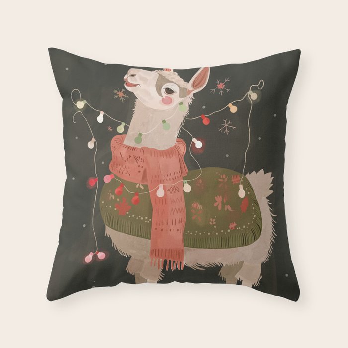 Holiday Llama Joy Throw Pillow Gallery Image 6