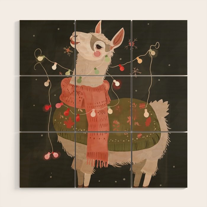 Holiday Llama Joy Wood Wall Art Gallery Image 1