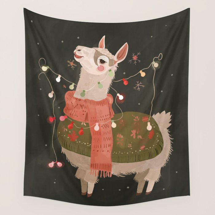 Holiday Llama Joy Wall Tapestry Gallery Image 4