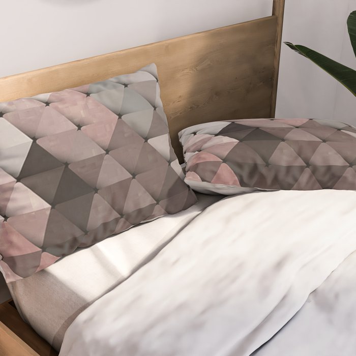 Triangles Putty Mauve Pillow Sham Gallery Image 2