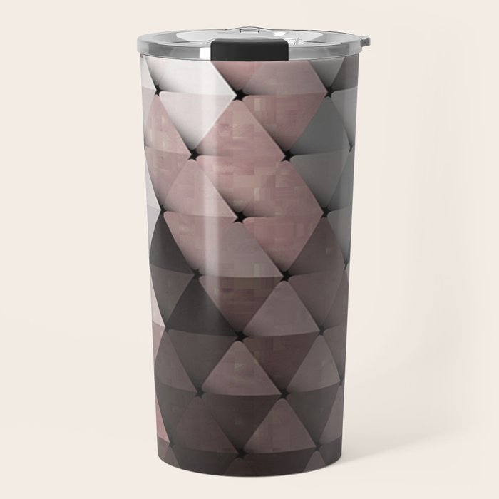 Triangles Putty Mauve Travel Mug Gallery Image 1
