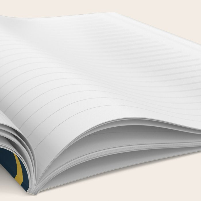Mid Century Modern Abstract Light Mustard and Dark Navy Blue Piquet Multi Pattern Notebook Gallery Image 2