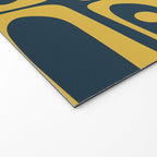 Mid Century Modern Abstract Light Mustard and Dark Navy Blue Piquet Multi Pattern Welcome Mat Gallery Image 2