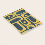 Mid Century Modern Abstract Light Mustard and Dark Navy Blue Piquet Multi Pattern Notebook Gallery Image 3
