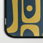 Mid Century Modern Abstract Light Mustard and Dark Navy Blue Piquet Multi Pattern Laptop Sleeve Gallery Image 3
