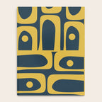 Mid Century Modern Abstract Light Mustard and Dark Navy Blue Piquet Multi Pattern Notebook Gallery Image 4