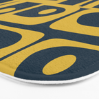 Mid Century Modern Abstract Light Mustard and Dark Navy Blue Piquet Multi Pattern Bath Mat Gallery Image 3
