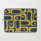Mid Century Modern Abstract Light Mustard and Dark Navy Blue Piquet Multi Pattern Laptop Sleeve Gallery Image 1
