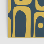 Mid Century Modern Abstract Light Mustard and Dark Navy Blue Piquet Multi Pattern Poster Gallery Image 3