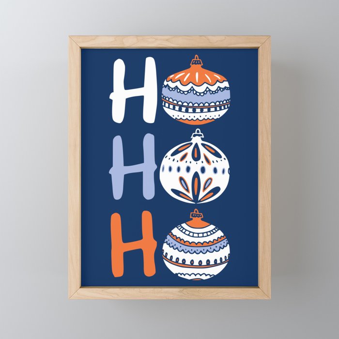 HoHoHo Cheerful little Christmas Illustration blue Mini Art Print Gallery Image 1
