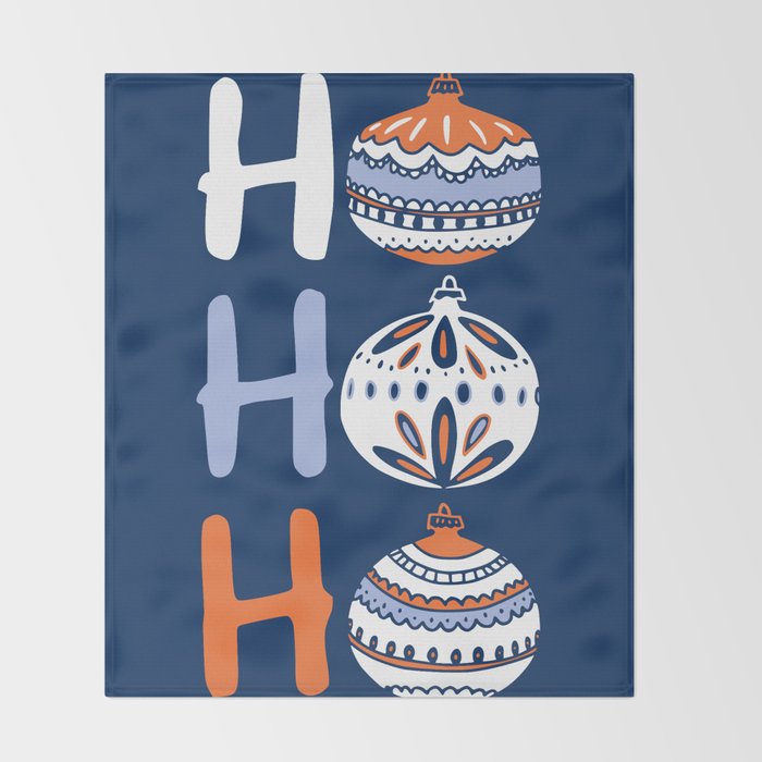 HoHoHo Cheerful little Christmas Illustration blue Throw Blanket Gallery Image 2