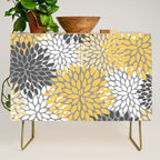 Modern Flowers Print, Yellow, White and Charcoal Grey Credenza Gallery Image 1