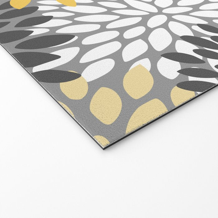 Modern Flowers Print, Yellow, White and Charcoal Grey Welcome Mat Gallery Image 2