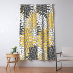 Modern Flowers Print, Yellow, White and Charcoal Grey Window Curtain Gallery Image 5