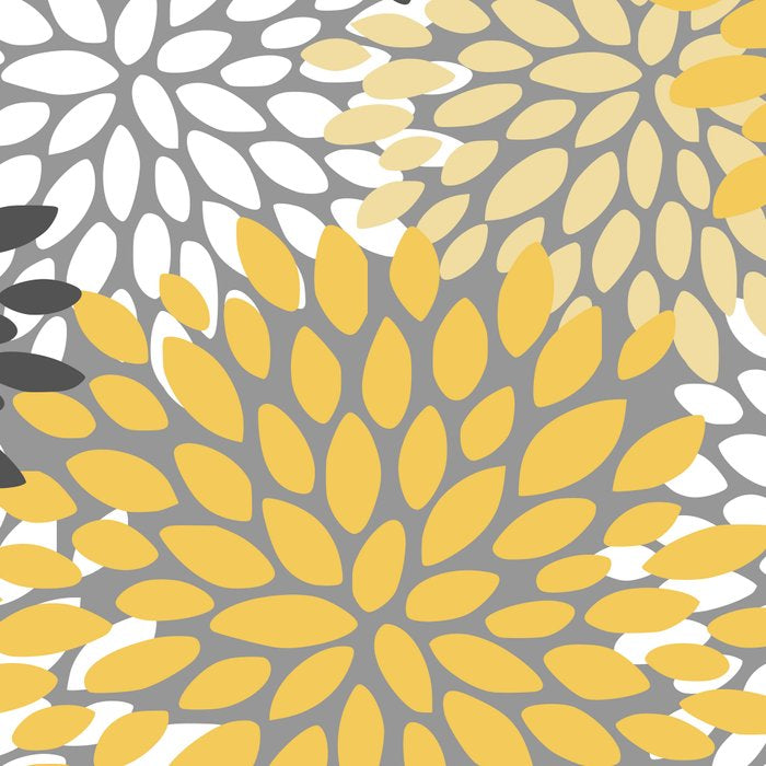 Modern Flowers Print, Yellow, White and Charcoal Grey Coffee Mug Gallery Image 2