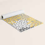 Modern Flowers Print, Yellow, White and Charcoal Grey Yoga Mat Gallery Image 2
