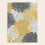 Modern Flowers Print, Yellow, White and Charcoal Grey Poster Gallery Image 4