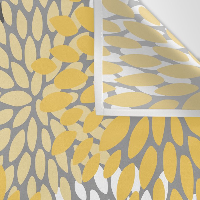Modern Flowers Print, Yellow, White and Charcoal Grey Wall Tapestry Gallery Image 3