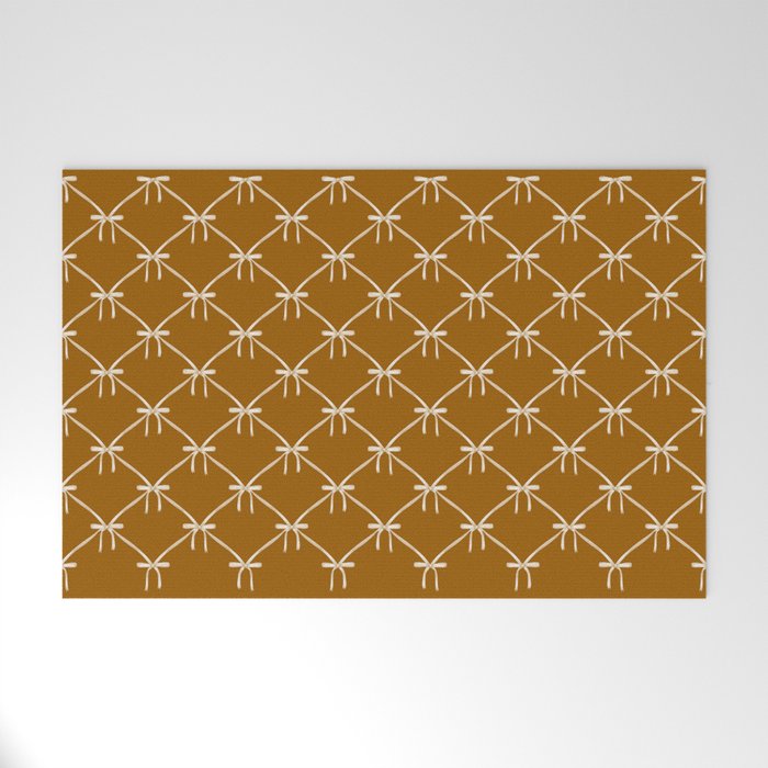 Bows & Ribbons Pattern XVII Burnt Ochre Welcome Mat Gallery Image 1