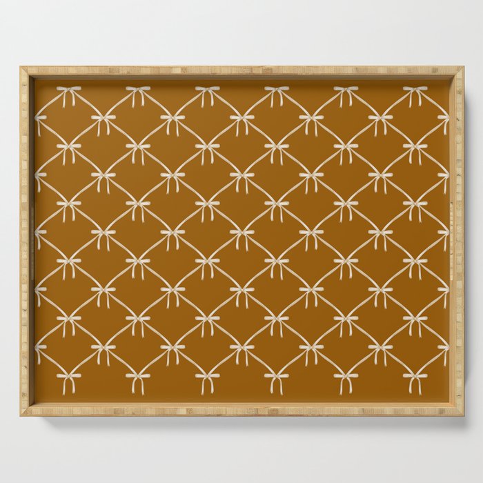 Bows & Ribbons Pattern XVII Burnt Ochre Serving Tray Gallery Image 1