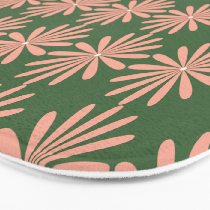 Multi Daisy Retro Pattern in Blush Pink and Green Bath Mat Gallery Image 3