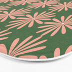 Multi Daisy Retro Pattern in Blush Pink and Green Bath Mat Gallery Image 3
