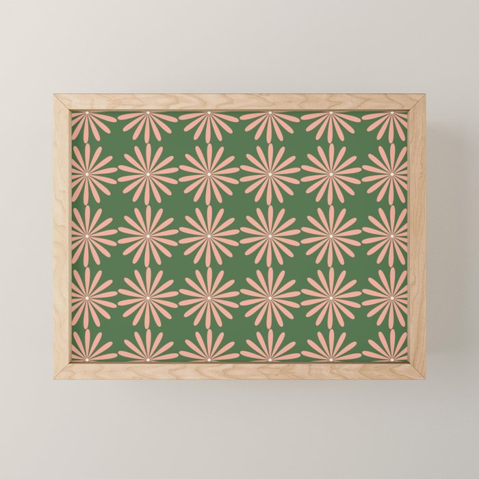 Multi Daisy Retro Pattern in Blush Pink and Green Mini Art Print Gallery Image 1