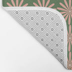 Multi Daisy Retro Pattern in Blush Pink and Green Bath Mat Gallery Image 2