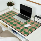 Multi Daisy Retro Pattern in Blush Pink and Green Desk Mat Gallery Image 2