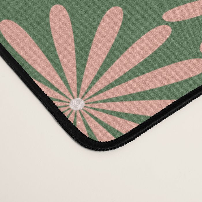 Multi Daisy Retro Pattern in Blush Pink and Green Desk Mat Gallery Image 4