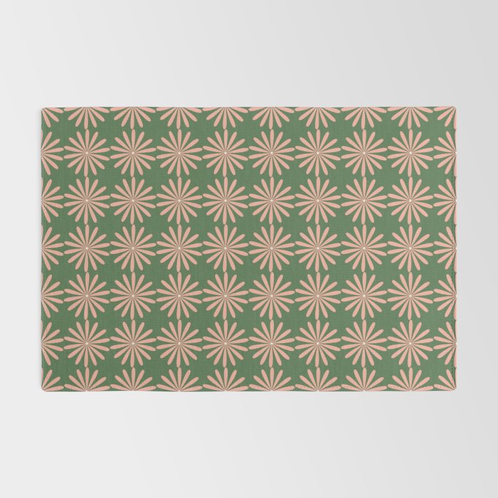 Multi Daisy Retro Pattern in Blush Pink and Green Rug Gallery Image 2