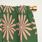 Multi Daisy Retro Pattern in Blush Pink and Green Window Curtain Gallery Image 2